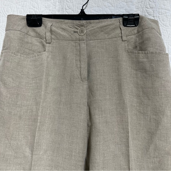 LILIBLEU Womens Linen Beige Wide Leg Cropped Pant, Size 10 -#303 - Picture 10 of 12